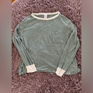 Stars Above Green and White Striped Knit Top